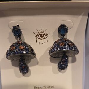 Eye Candy Blue and Orange Mushroom Earrings